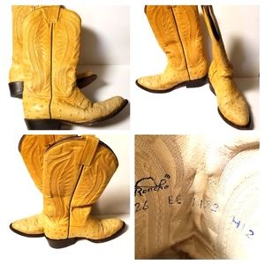 Men's Rancho Western Boots Yellow Ostrich    US Size 7.5 Mex 26EE